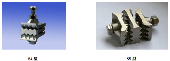 1、S1 為整體沖壓成型，S2 為由 2 個 S1 單片拼焊而成，尺寸一致性好，互換精度高。  2、組合能力強，可適用于不同帶寬的提升帶。  3、材質(zhì)碳鋼，表面鍍鋅處理。  4、配有鎖緊螺母，有效地防止運行中的緊固件的松動。 